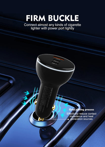 LDNIO 160W 3 Ports USB C Car Charger 3 in 1 100W 30W Fast Charging PD QC 3.0 with LDE Display For Laptop Mobile Cell Phone