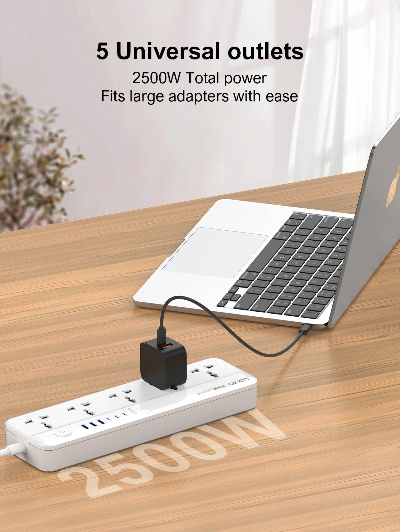 LDNIO USB C Universal Power Strip Multiprise with 6 USB Fast Charging Ports 5 AC Outlets Electrical Socket 2M Extension Cable