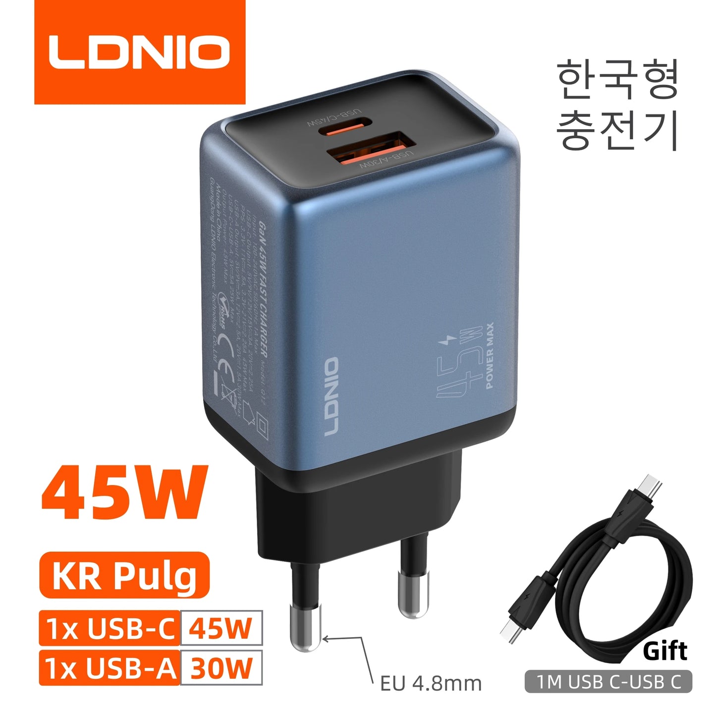 LDNIO Gan 100W Fast Charge Charger Type-C 65W 45W UK EU US Plug USB Multi-Port Fast Charging Station for MacBook iPhone Xiaomi