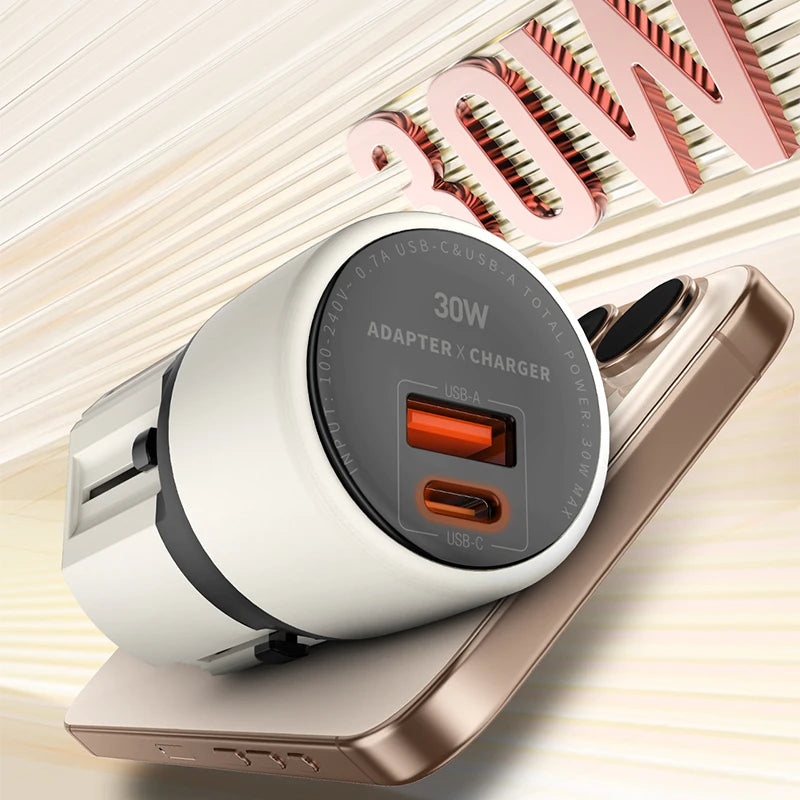 LDNIO universal travel adapter mobile phone fast charger PD30W UK/EU/US/AU international adapter for iphone 16/15/14/13/12/11pro