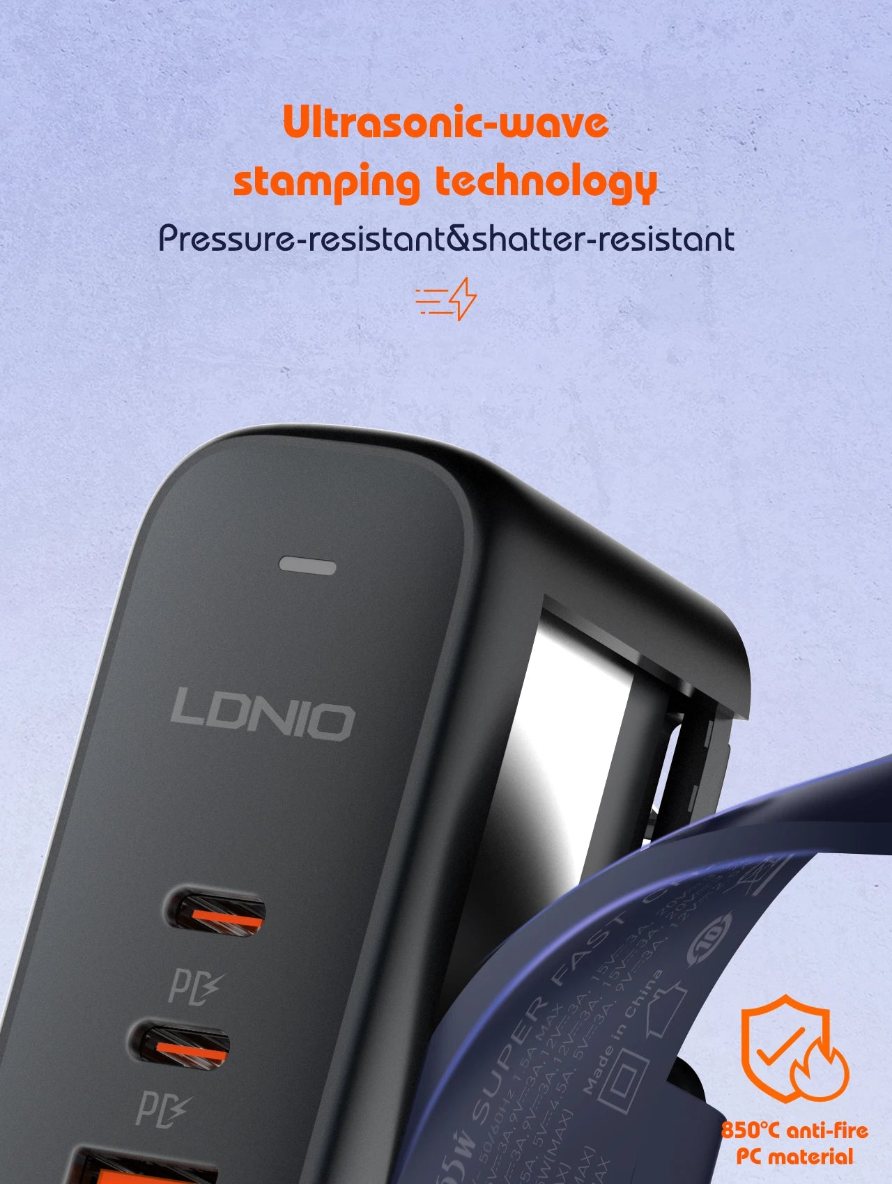 LDNIO GaN 65W USB C Charger Travel Charger PD QC Wall Charger 3 Port International Plug Adapter EU UK US AU Travel Plug Adapter