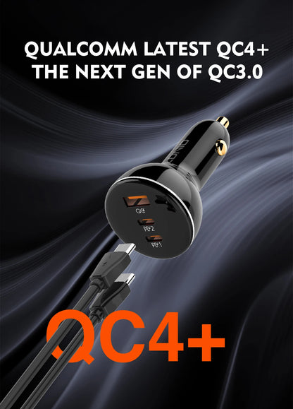 LDNIO 160W 3 Ports USB C Car Charger 3 in 1 100W 30W Fast Charging PD QC 3.0 with LDE Display For Laptop Mobile Cell Phone