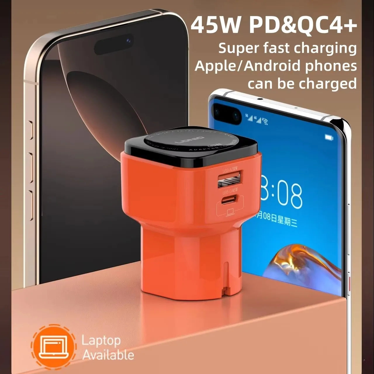 LDNIO PD45W All-in-one Universal Travel Adapter Mobile Phone Fast Charger UK EU US AU Plug Adapter for iPad iphone 16/15/14