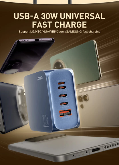 LDNIO Gan 100W Fast Charge Charger Type-C 65W 45W UK EU US Plug USB Multi-Port Fast Charging Station for MacBook iPhone Xiaomi