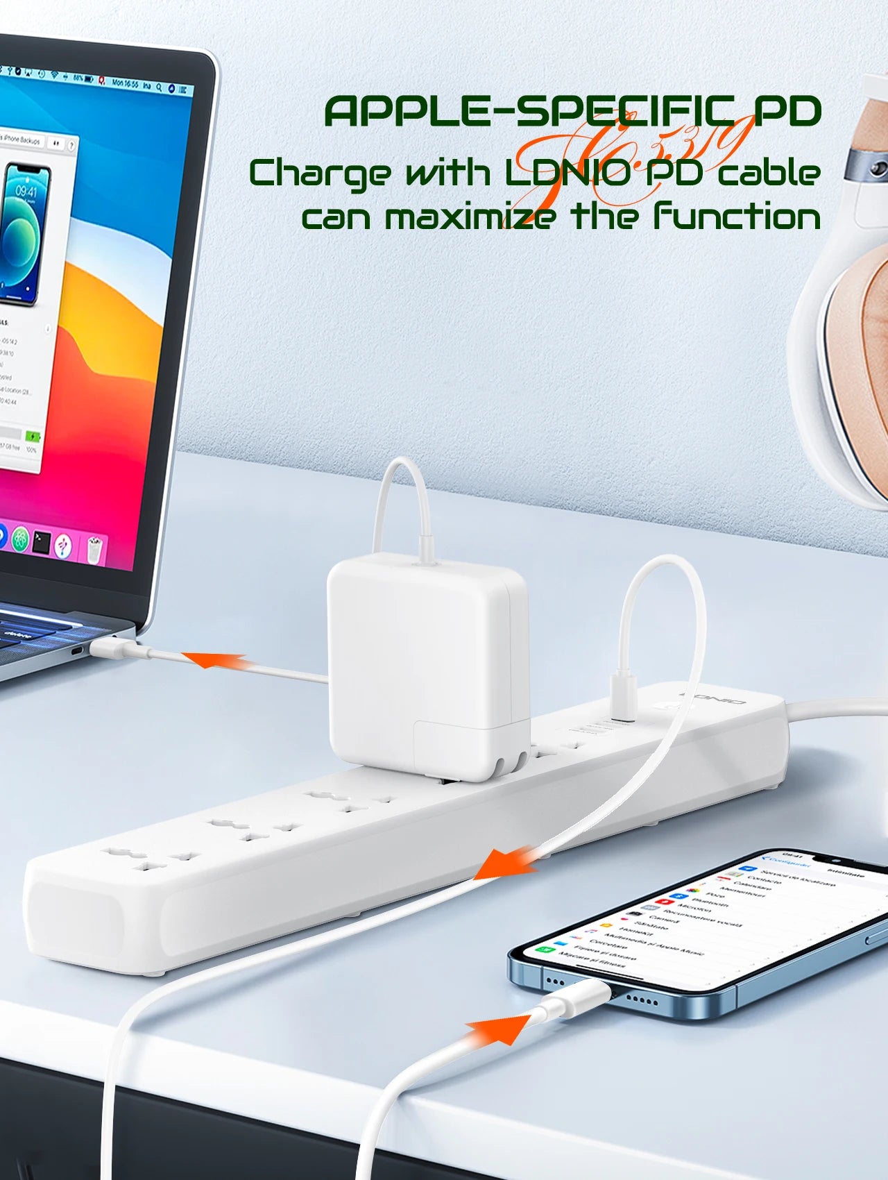 LDNIO 5 Outlet Power Strip With 3 USB Ports USB C USB A Universal Socket Extension UK EU US Plug Multifunction Power Strips