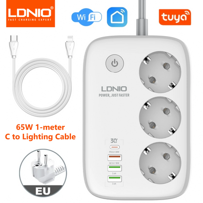 LDNIO Power Strip EU Standard 3 USB Extension Socket 3 Outlets Socket Adapter Tuya Smart Life APP Remote Control Wifi Smart Plug