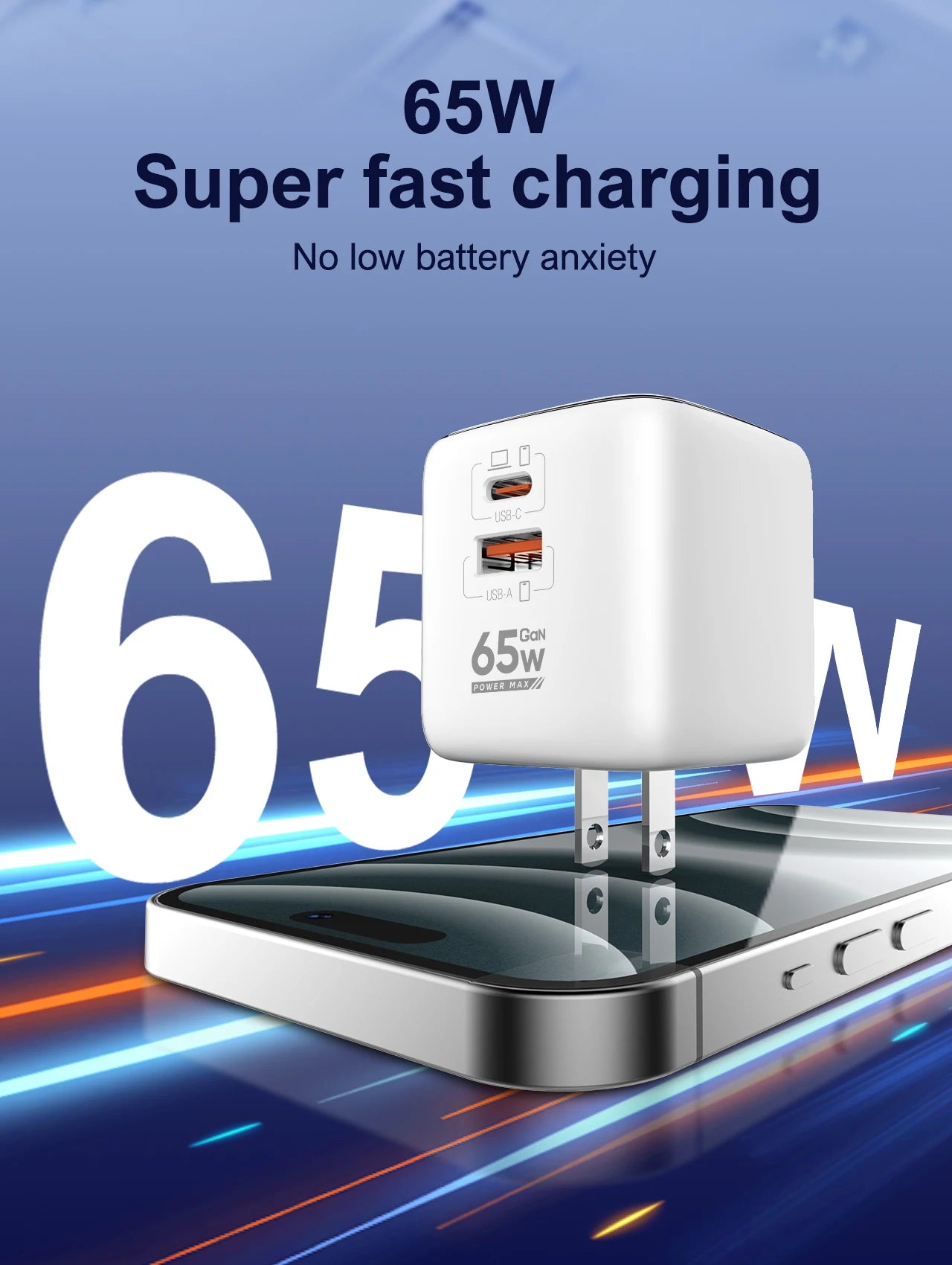 LDNIO 65W Travel Charger Dual USB C Ports International Universal Travel Adapter European Charger with Foldable USA UK EU Plug