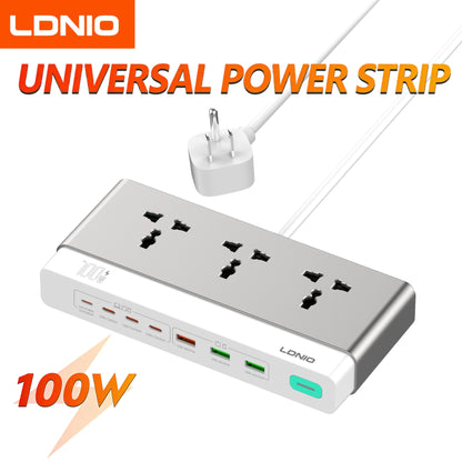 LDNIO 100W Desktop Power Strip Socket Fast Charge 3 Universal AC Outlet PD Type C USB Fast Charging Station 2500W US UK EU Plug