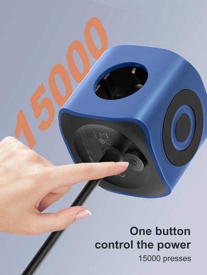 LDNIO European power strip cube power socket 65w fast charging station USB-C USB-A 3 outlet power tower 2m EU plug power cord