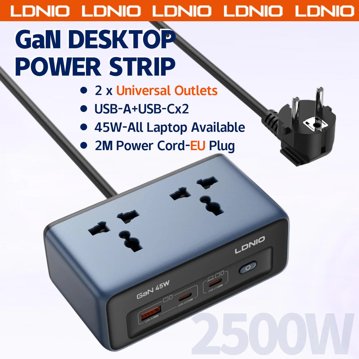 LDNIO Cube Power Strip Socket Fast Charger 2M Electric Extension AC Outlet PD 45W Type C Charging Station US UK EU KR USB Plug