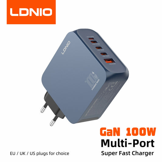 LDNIO Gan 100W Fast Charge Charger Type-C 65W 45W UK EU US Plug USB Multi-Port Fast Charging Station for MacBook iPhone Xiaomi