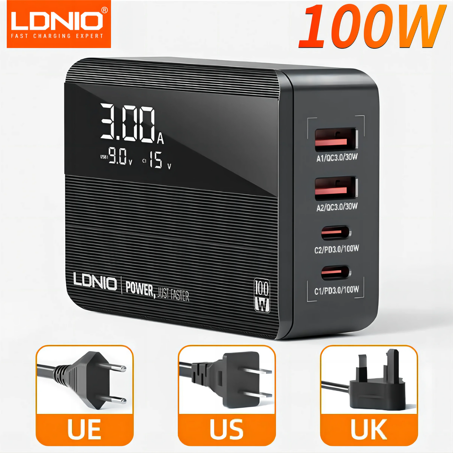 LDNIO 100W GaN PD Fast Charger PPS Multiport USB C Charger Block For Iphone 15 14 13 Pro Max Samsung Galaxy S23 Xiaomi Huawei