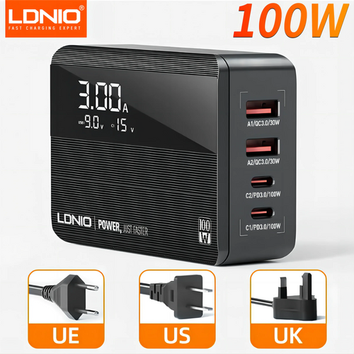 LDNIO 100W GaN PD Fast Charger PPS Multiport USB C Charger Block For Iphone 15 14 13 Pro Max Samsung Galaxy S23 Xiaomi Huawei