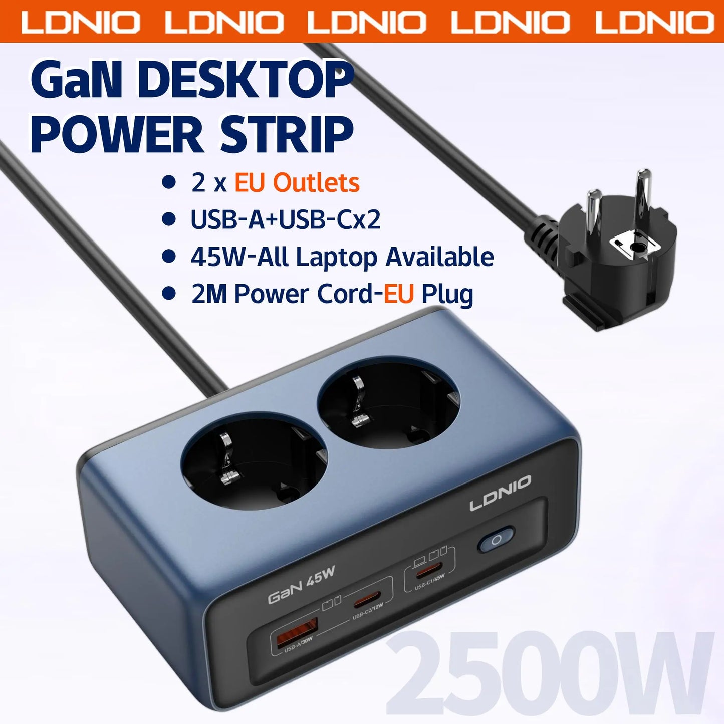 LDNIO Cube Power Strip Socket Fast Charger 2M Electric Extension AC Outlet PD 45W Type C Charging Station US UK EU KR USB Plug