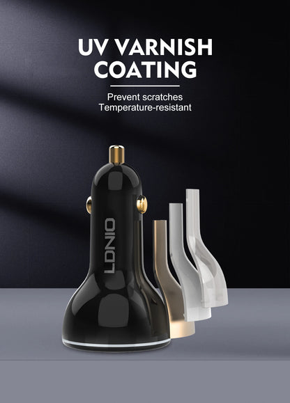 LDNIO 160W 3 Ports USB C Car Charger 3 in 1 100W 30W Fast Charging PD QC 3.0 with LDE Display For Laptop Mobile Cell Phone