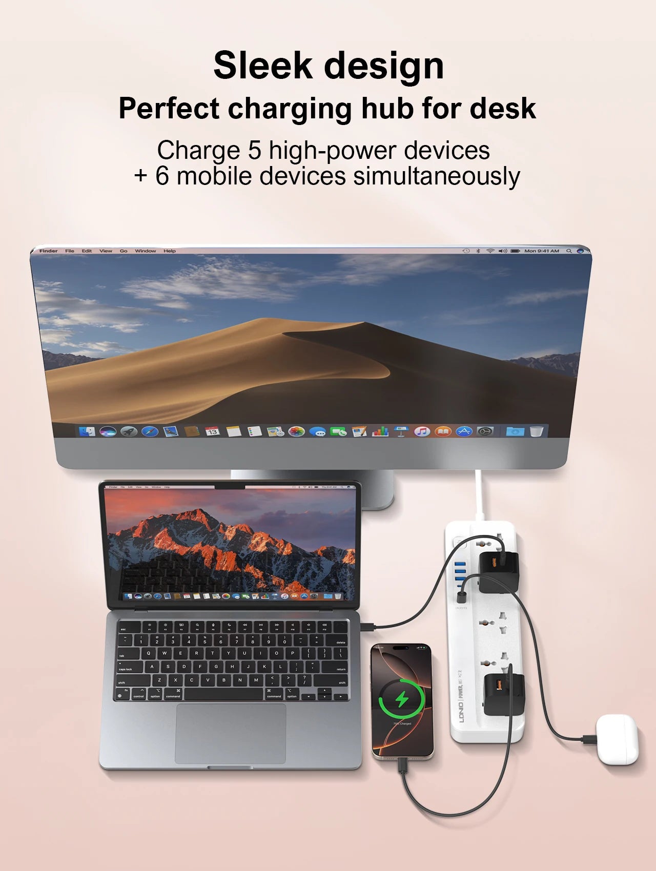 LDNIO USB C Universal Power Strip Multiprise with 6 USB Fast Charging Ports 5 AC Outlets Electrical Socket 2M Extension Cable