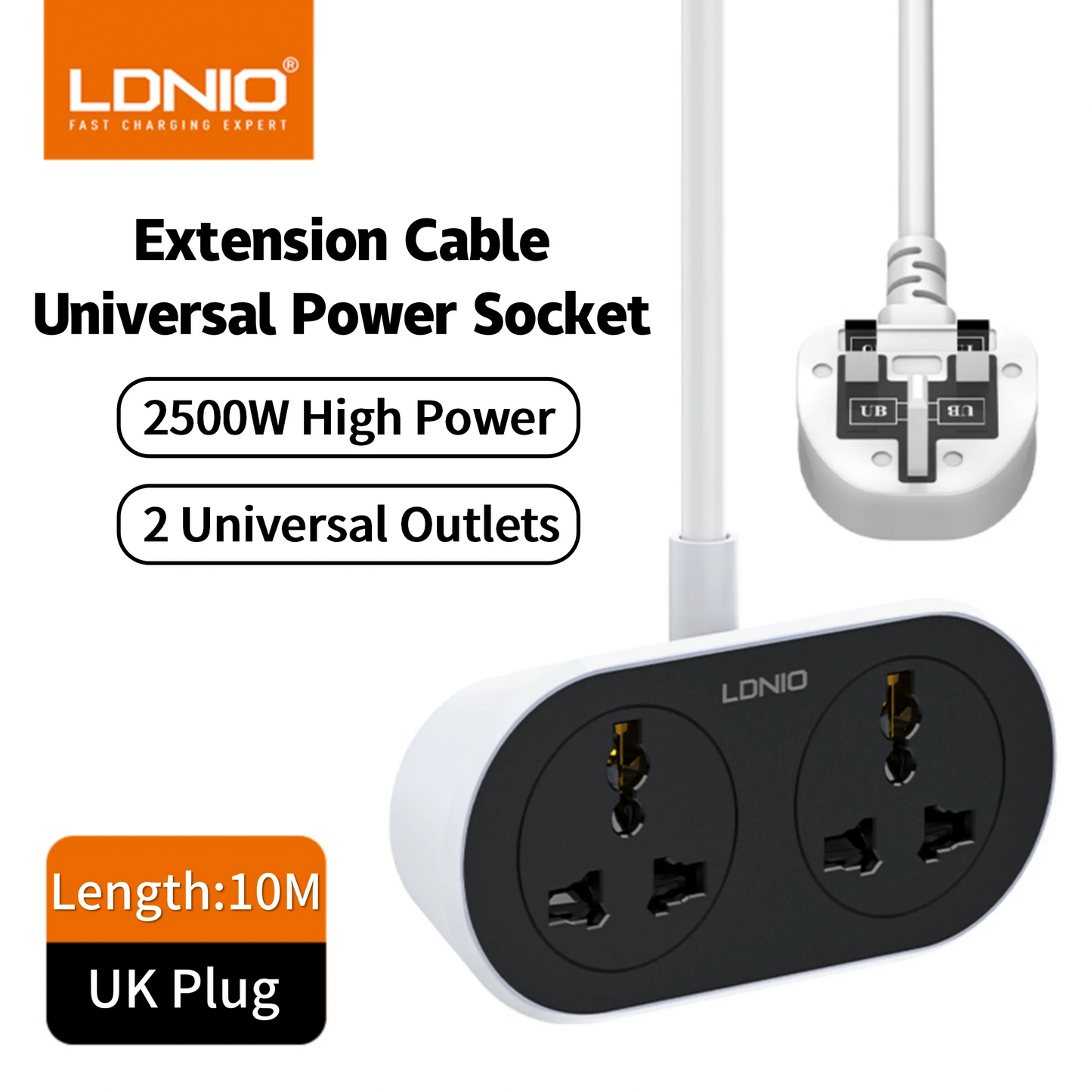 LDNIO 5M 10M Power Strip Extension Cord US UK EU Outlet 2500W Universal Outlet Socket Plug Power Strips Indoor Outdoor Sockets