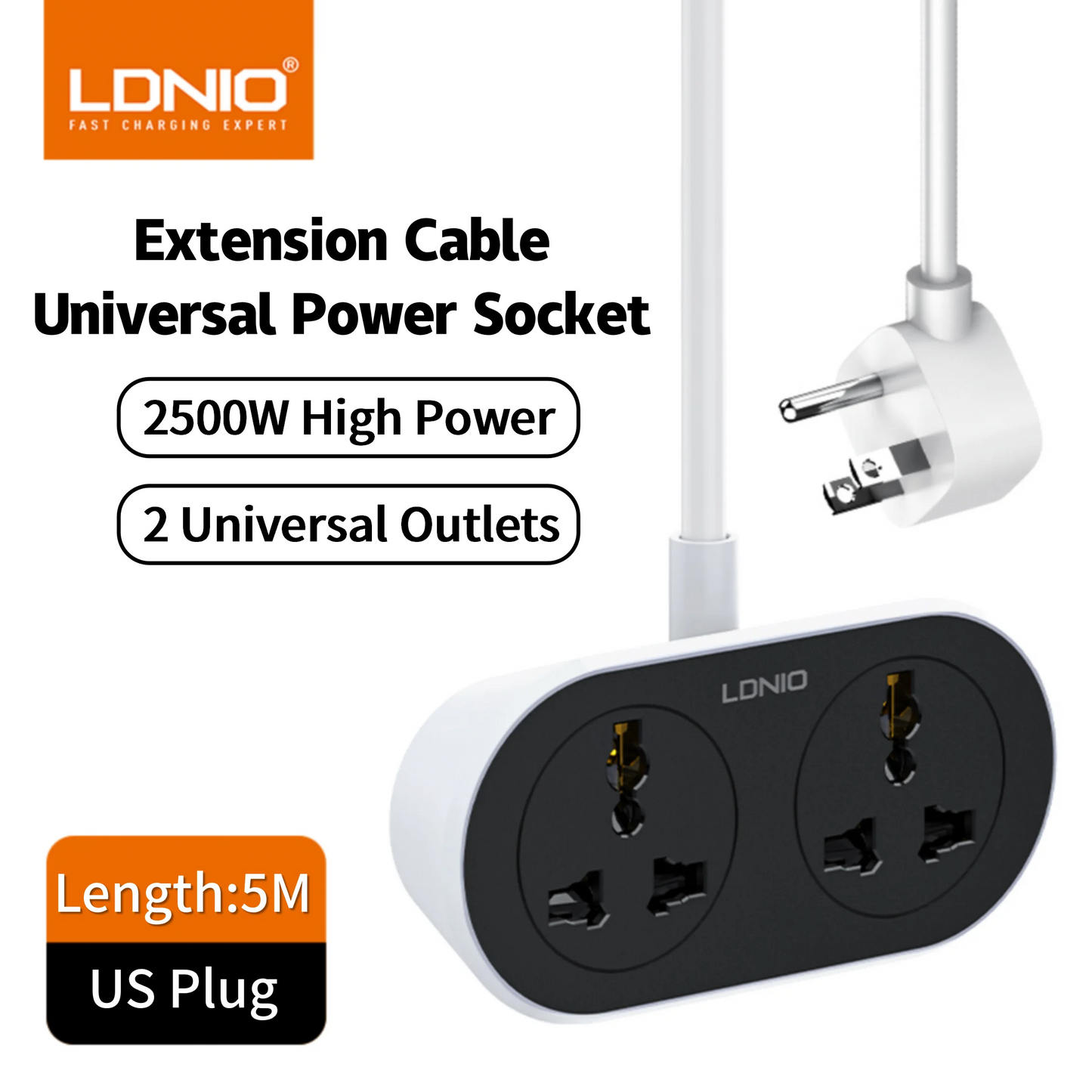 LDNIO 5M 10M Power Strip Extension Cord US UK EU Outlet 2500W Universal Outlet Socket Plug Power Strips Indoor Outdoor Sockets