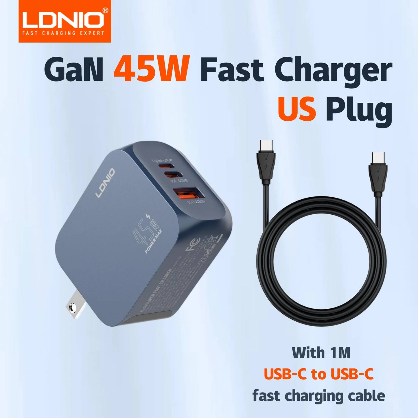 LDNIO GaN 65W USB C Charger 4 Port Compact Wall Charger Power Adapter For MacBook Pro/Air, iPad, iPhone 16 ,Galaxy ,Laptop