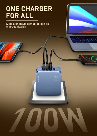 LDNIO GaN 100W USB C Charger 4 Port Compact Wall Charger Power Adapter For MacBook Pro/Air, iPad, iPhone 16 ,Galaxy ,Laptop