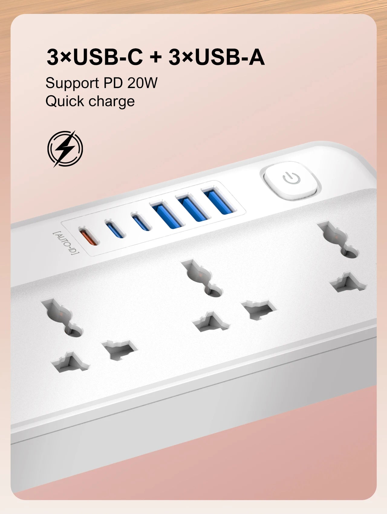 LDNIO USB C Universal Power Strip Multiprise with 6 USB Fast Charging Ports 5 AC Outlets Electrical Socket 2M Extension Cable