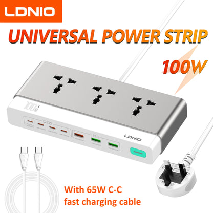 LDNIO 100W Desktop Power Strip Socket Fast Charge 3 Universal AC Outlet PD Type C USB Fast Charging Station 2500W US UK EU Plug