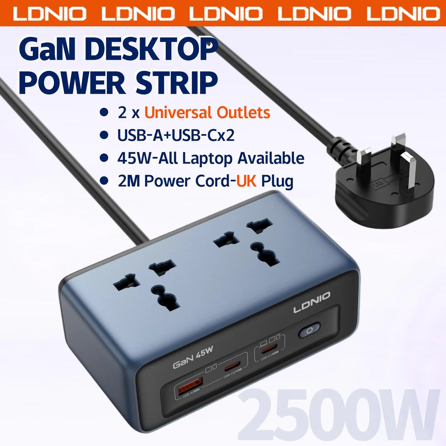 LDNIO Cube Power Strip Socket Fast Charger 2M Electric Extension AC Outlet PD 45W Type C Charging Station US UK EU KR USB Plug
