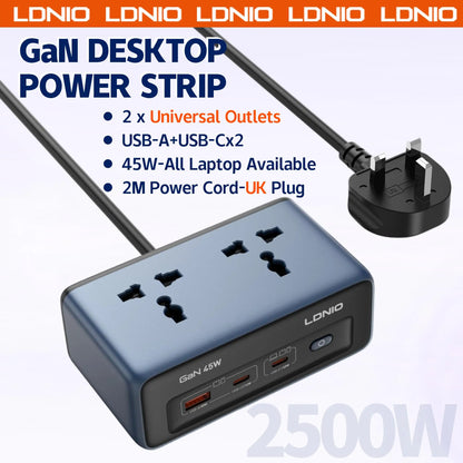 LDNIO Cube Power Strip Socket Fast Charger 2M Electric Extension AC Outlet PD 45W Type C Charging Station US UK EU KR USB Plug