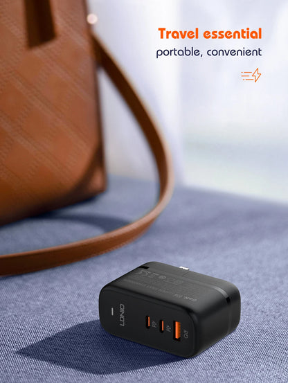 LDNIO GaN 65W USB C Charger Travel Charger PD QC Wall Charger 3 Port International Plug Adapter EU UK US AU Travel Plug Adapter