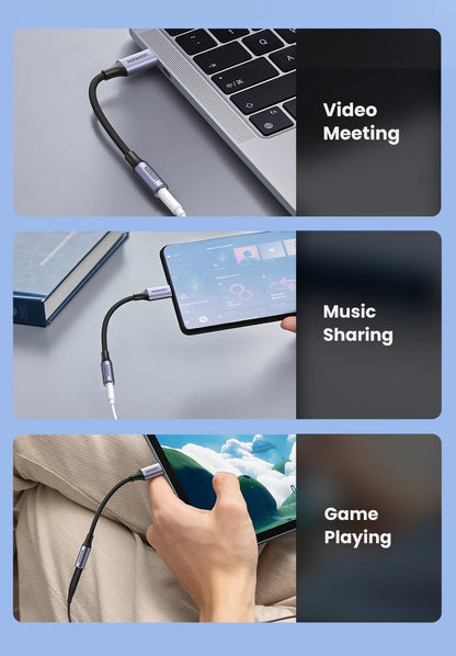 UGREEN USB Type C to 3.5mm Earphone USB C Cable USB C to 3.5 Headphone Adapter Audio Cable For Xiaomi Mi10 HUAWEI P30 Oneplus 9