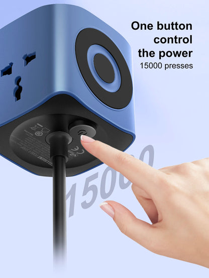 LDNIO cube power strip 65W with surge protection 2M extension cord  multiple outlets EU/UK/US plugs USB C Ports Fast Charging