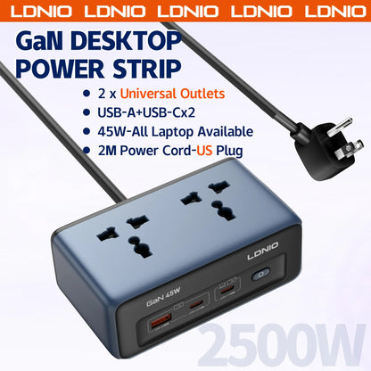 LDNIO Cube Power Strip Socket Fast Charger 2M Electric Extension AC Outlet PD 45W Type C Charging Station US UK EU KR USB Plug