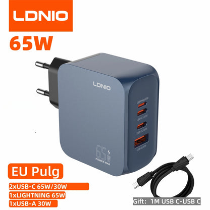 LDNIO Gan 100W Fast Charge Charger Type-C 65W 45W UK EU US Plug USB Multi-Port Fast Charging Station for MacBook iPhone Xiaomi