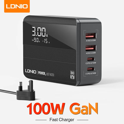 USB C Fast Charger LDNIO 100W GaN USB C Charging Station Portable USB C Wall Charger Adapter 3 USB C  3 QC USB A for ipad Laptop