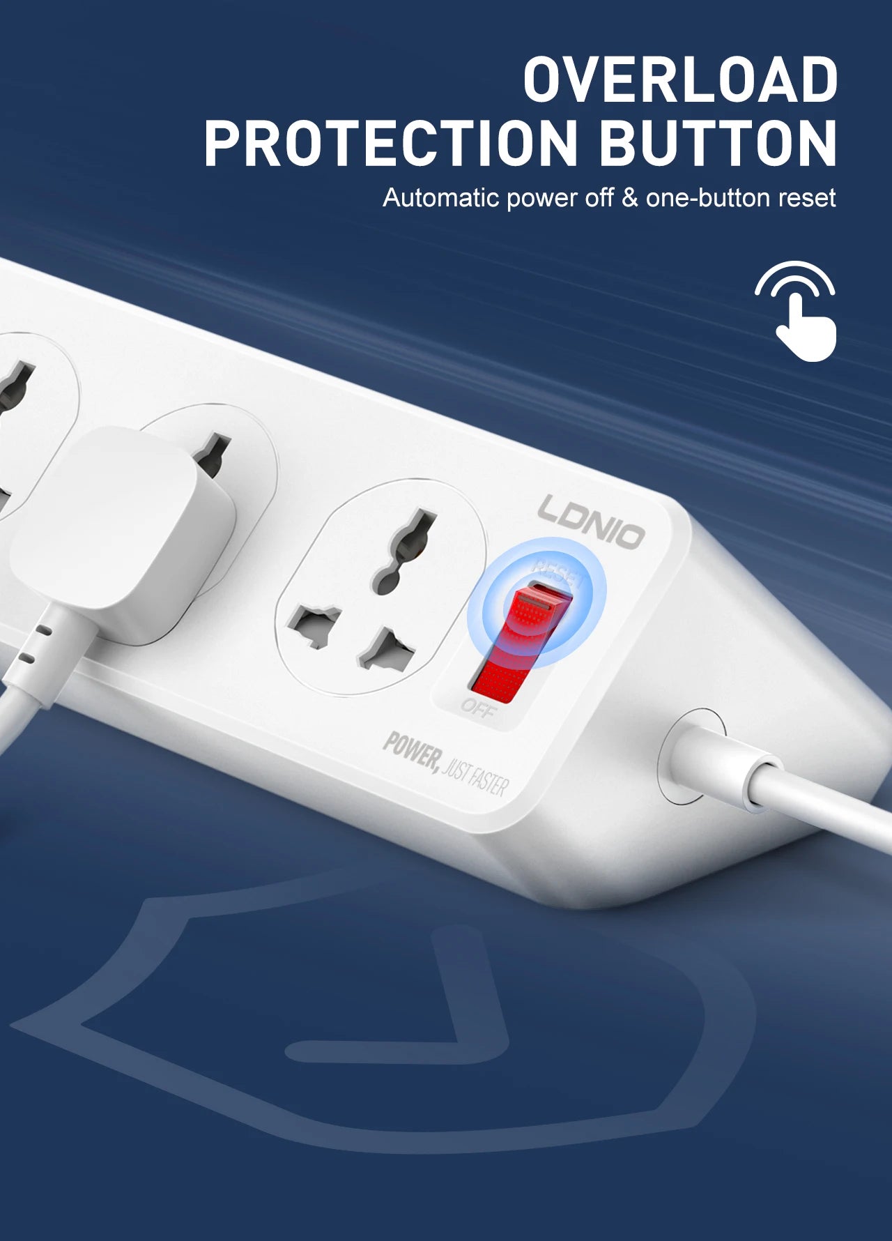 LDNIO 10 AC Outlets Power Strip Electrical Sockets with 33W USB C Charging Ports 2M Extension Cord Surge Protector UK US EU Plug